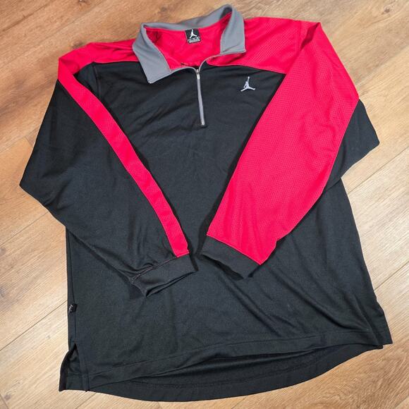Jordan Other - Jordan Men’s XL Quarter Zip Pullover Black Red Long Sleeve Vented Mesh Training